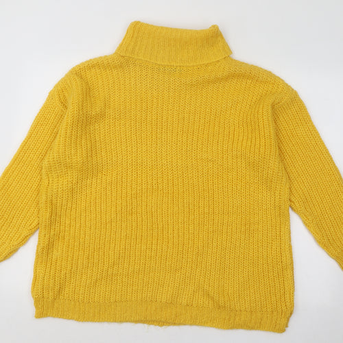 F&F Womens Yellow Roll Neck Acrylic Pullover Jumper Size 16