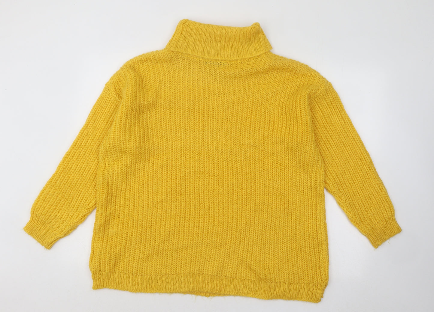 F&F Womens Yellow Roll Neck Acrylic Pullover Jumper Size 16