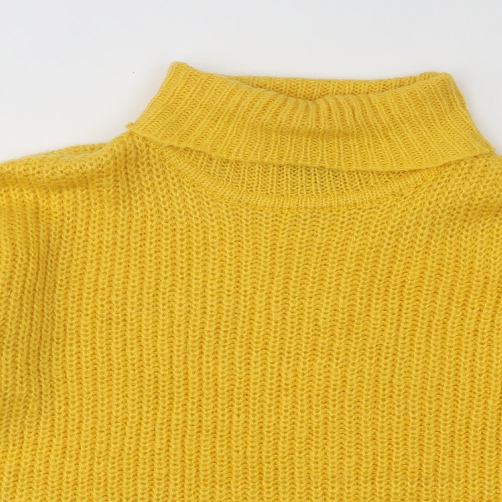 F&F Womens Yellow Roll Neck Acrylic Pullover Jumper Size 16