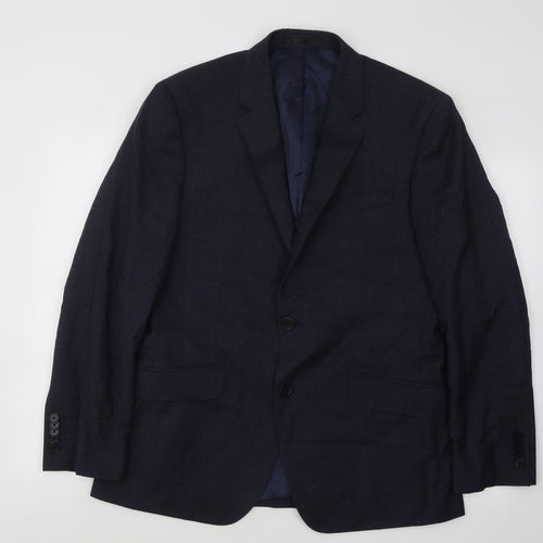 T.MLEWIN Mens Blue Plaid Wool Jacket Suit Jacket Size 40