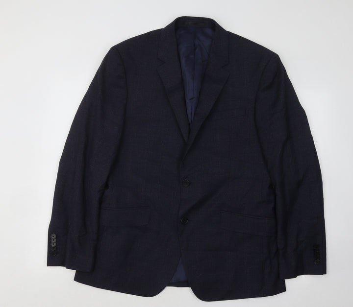 T.MLEWIN Mens Blue Plaid Wool Jacket Suit Jacket Size 40