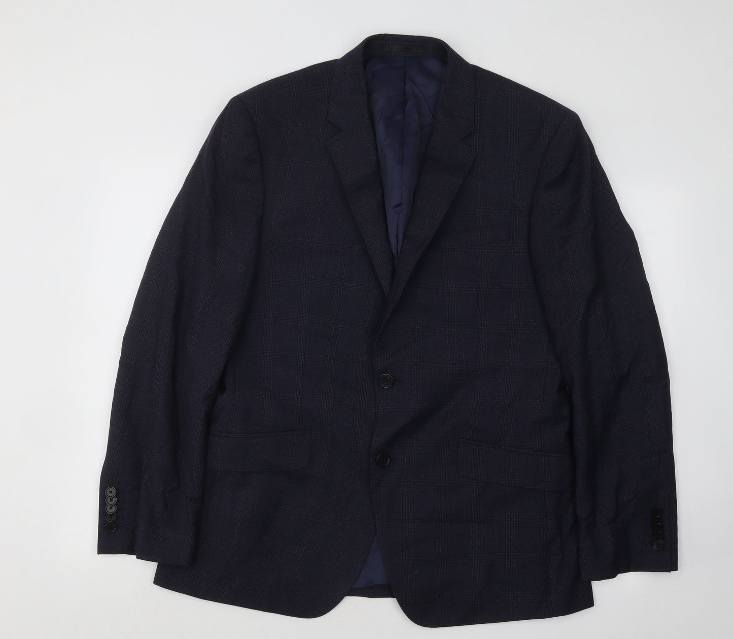 T.MLEWIN Mens Blue Plaid Wool Jacket Suit Jacket Size 40