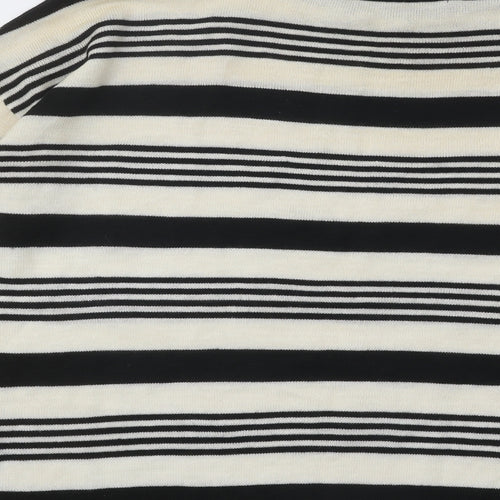 Marks and Spencer Womens Black Boat Neck Striped Acrylic Pullover Jumper Size 14