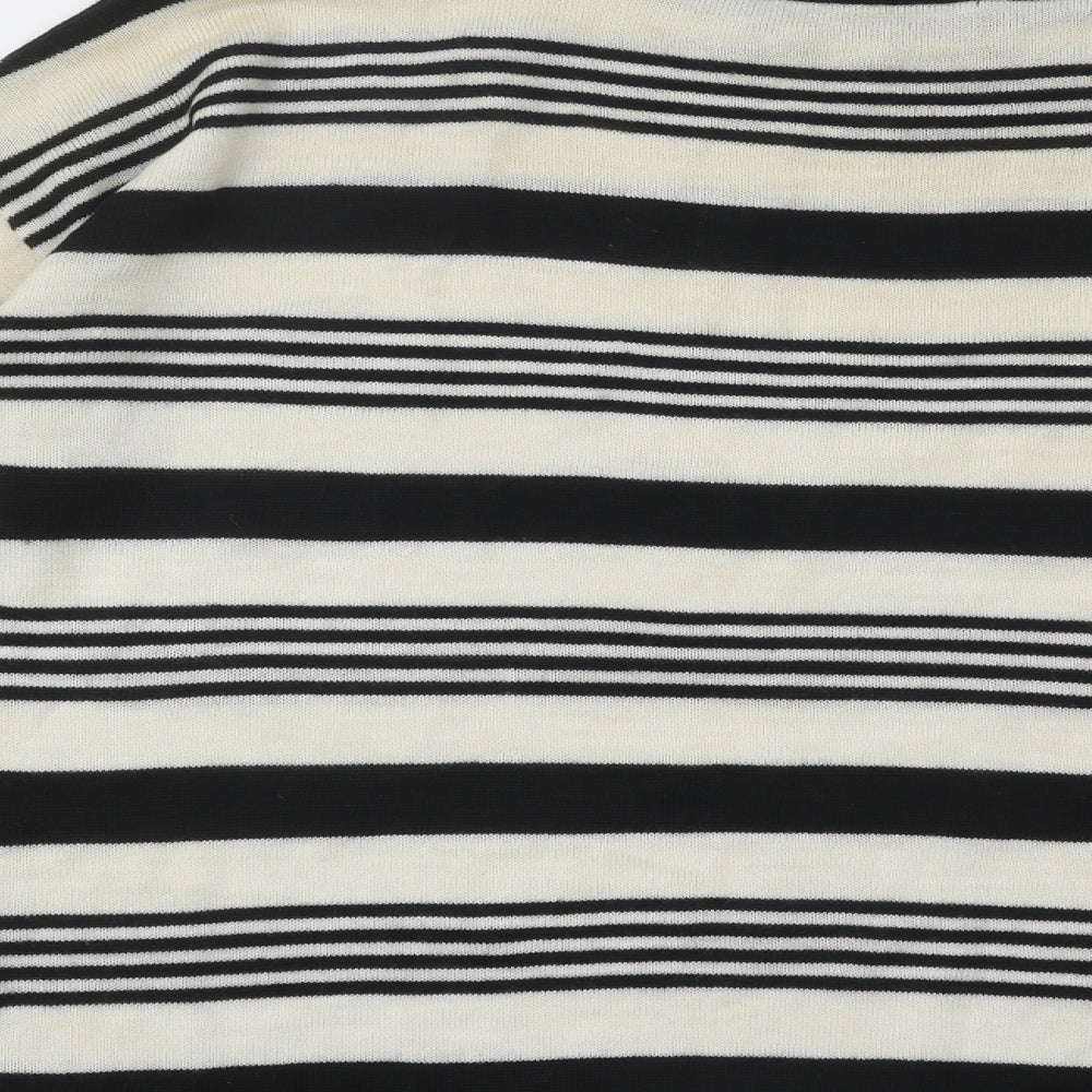 Marks and Spencer Womens Black Boat Neck Striped Acrylic Pullover Jumper Size 14