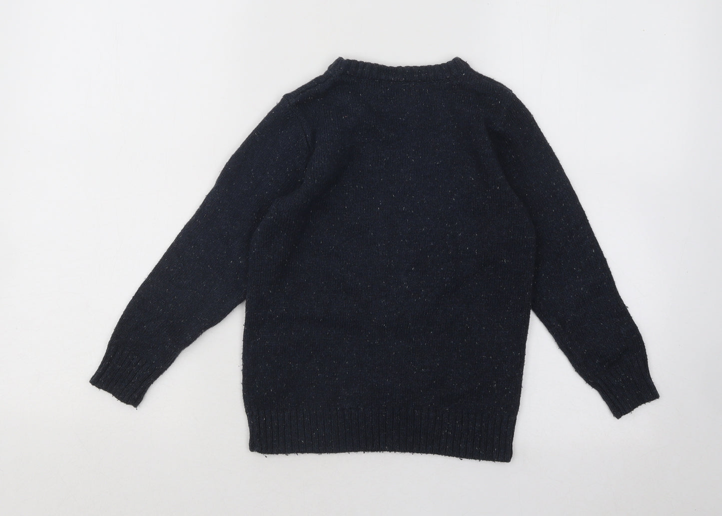 NEXT Boys Blue Round Neck Acrylic Pullover Jumper Size 6 Years Pullover - Christmas Reindeer