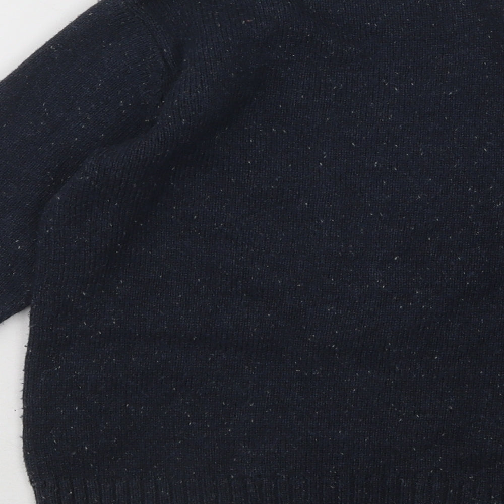 NEXT Boys Blue Round Neck Acrylic Pullover Jumper Size 6 Years Pullover - Christmas Reindeer
