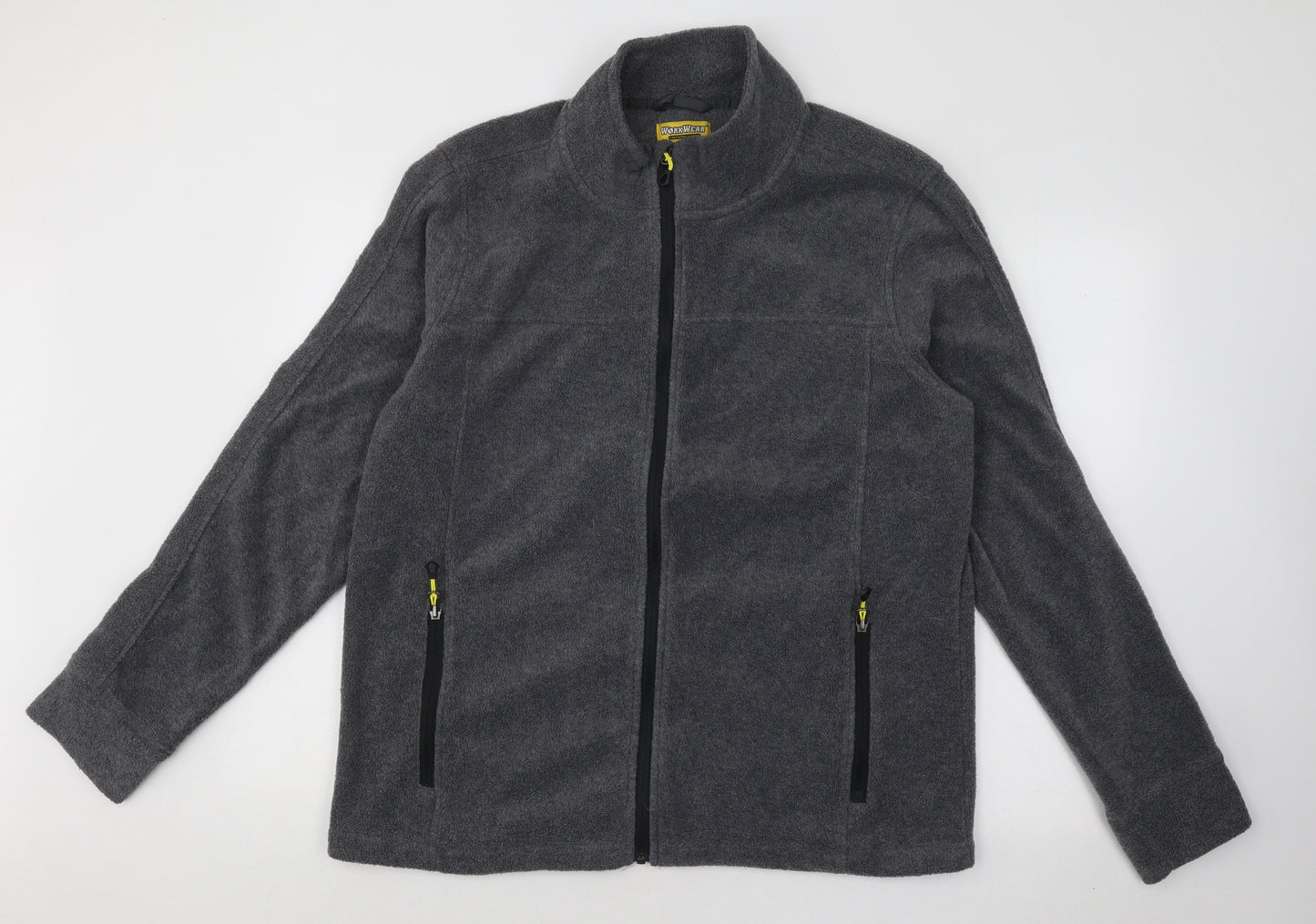 Workwear Mens Grey High Neck Polyester Full Zip Jumper Size L