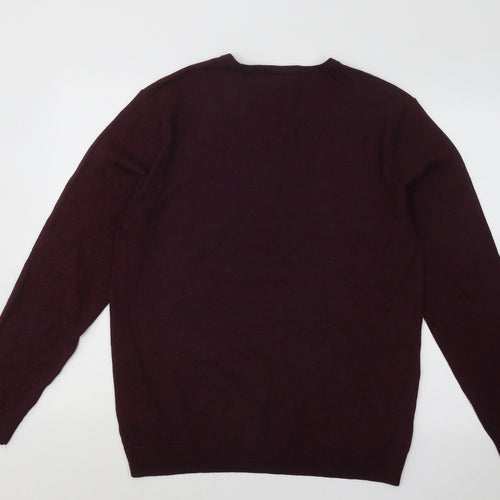 NEXT Mens Red V-Neck Cotton Pullover Jumper Size L