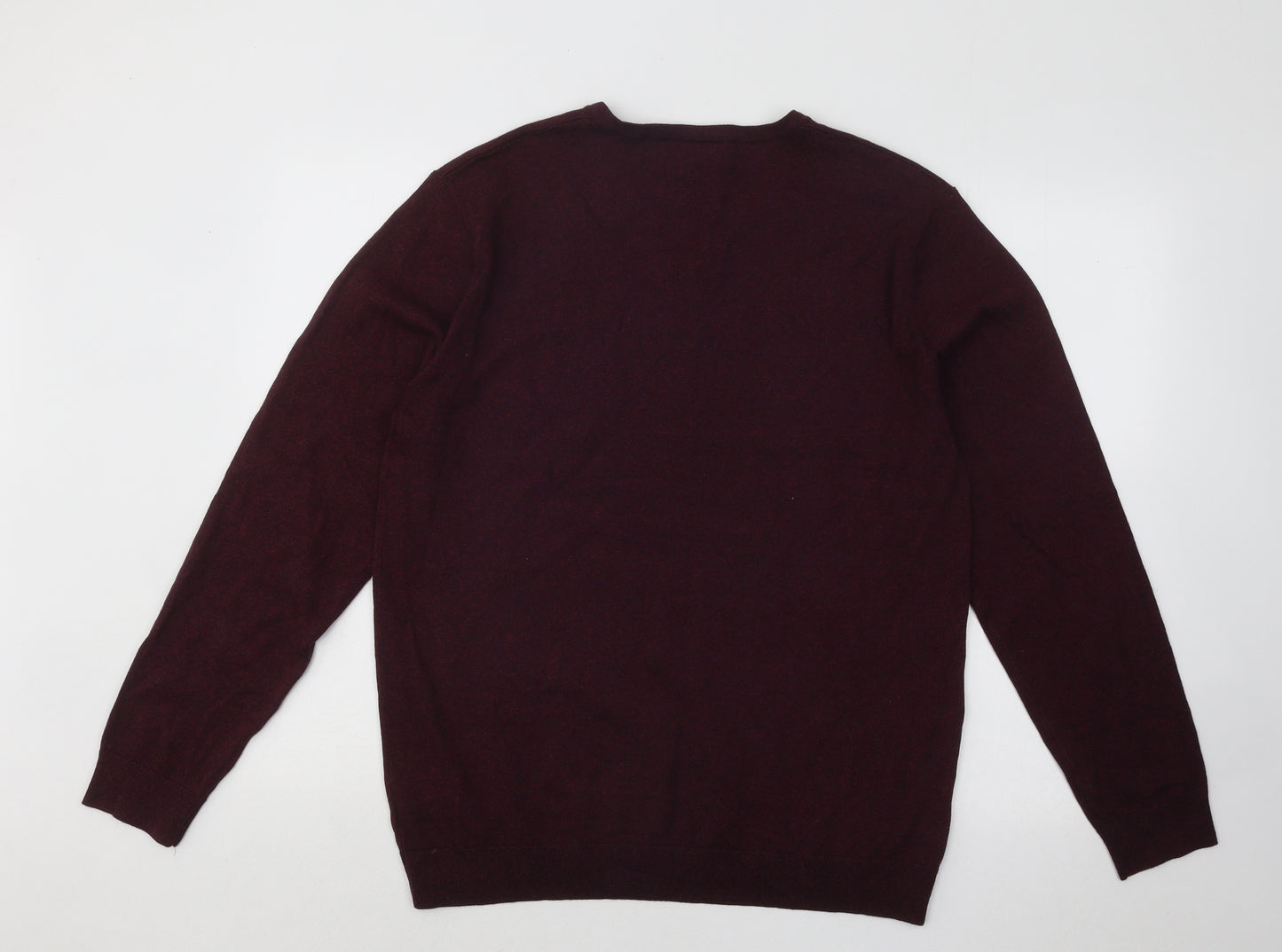 NEXT Mens Red V-Neck Cotton Pullover Jumper Size L