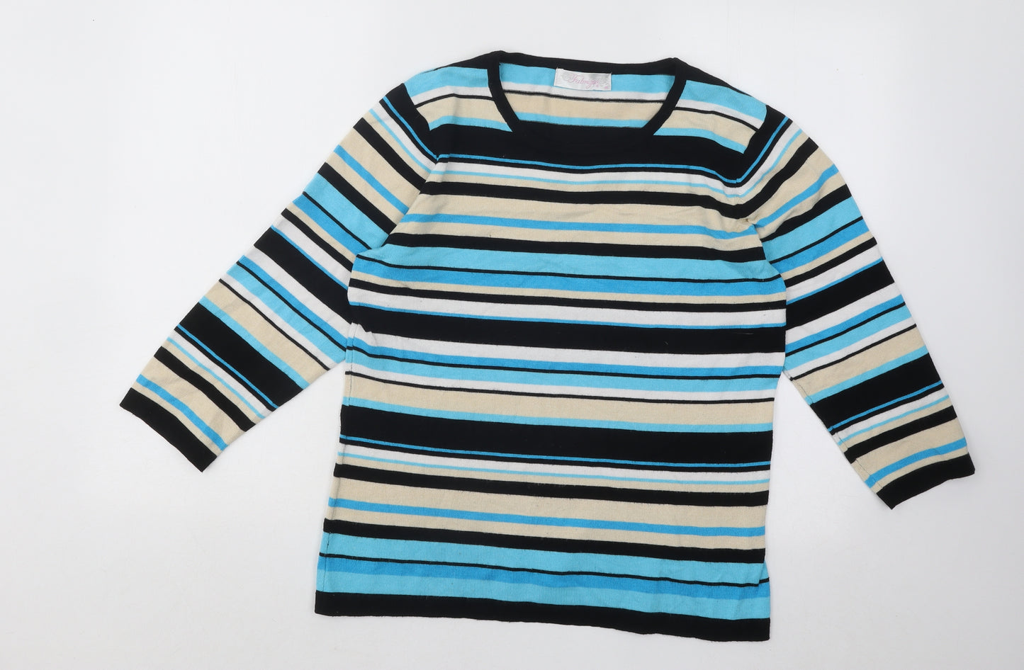 Fabrizio Womens Multicoloured Round Neck Striped Viscose Pullover Jumper Size M