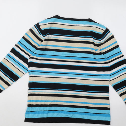Fabrizio Womens Multicoloured Round Neck Striped Viscose Pullover Jumper Size M