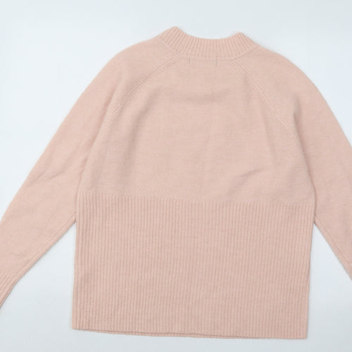 Nutmeg Womens Pink Mock Neck Acrylic Pullover Jumper Size 10