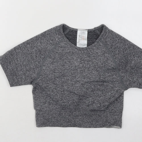 Boohoo Womens Grey Polyester Basic T-Shirt Size L Round Neck Pullover