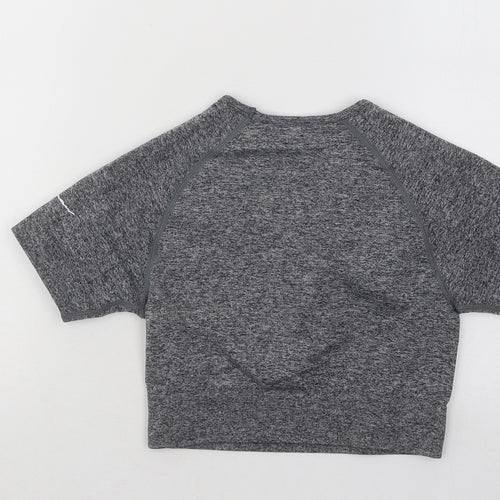 Boohoo Womens Grey Polyester Basic T-Shirt Size L Round Neck Pullover