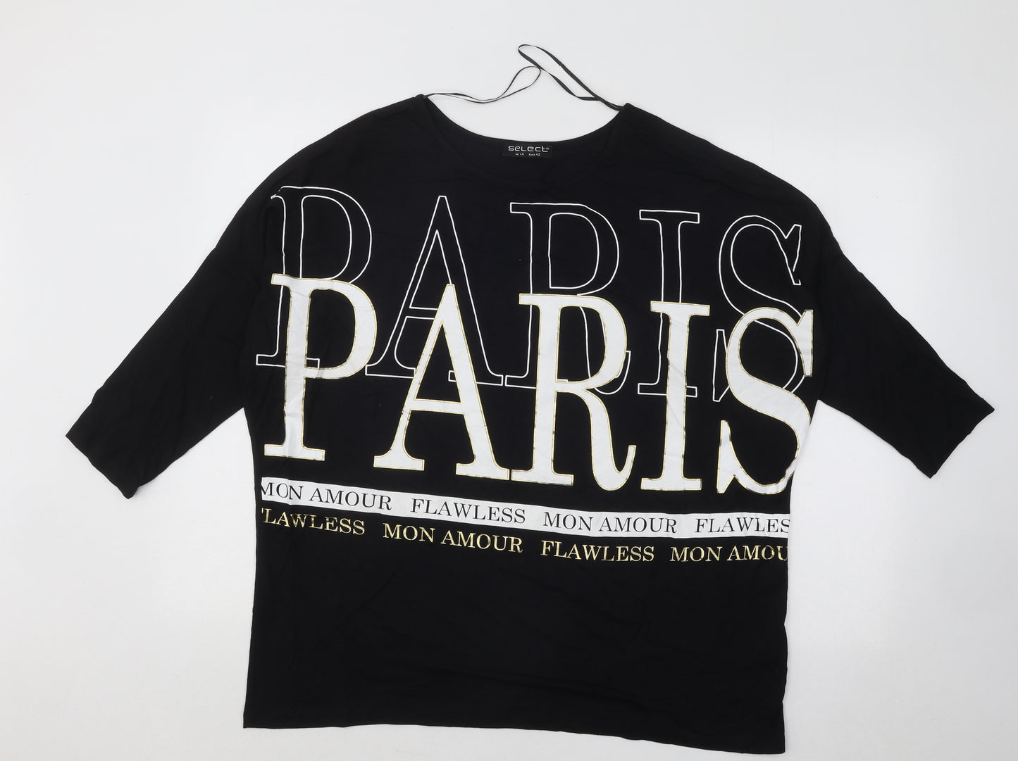 Select Womens Black Boat Neck Viscose Pullover Jumper Size 12 - Paris