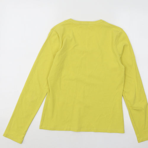 Laura Ashley Womens Yellow Scoop Neck Cotton Pullover Jumper Size 12