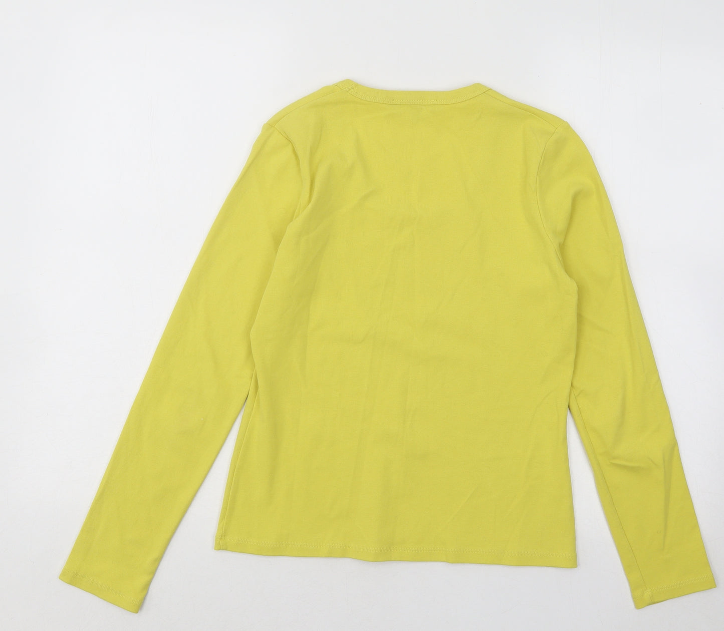 Laura Ashley Womens Yellow Scoop Neck Cotton Pullover Jumper Size 12
