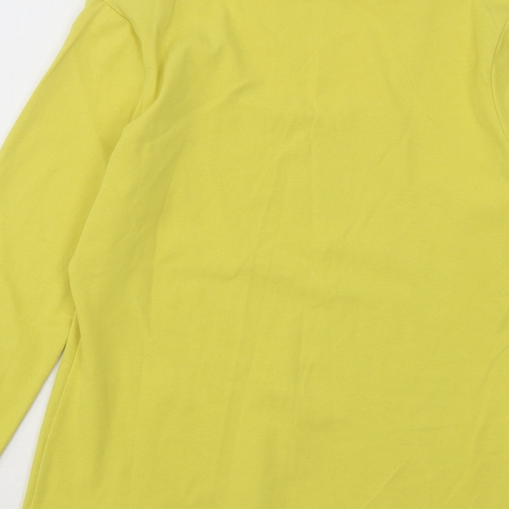 Laura Ashley Womens Yellow Scoop Neck Cotton Pullover Jumper Size 12