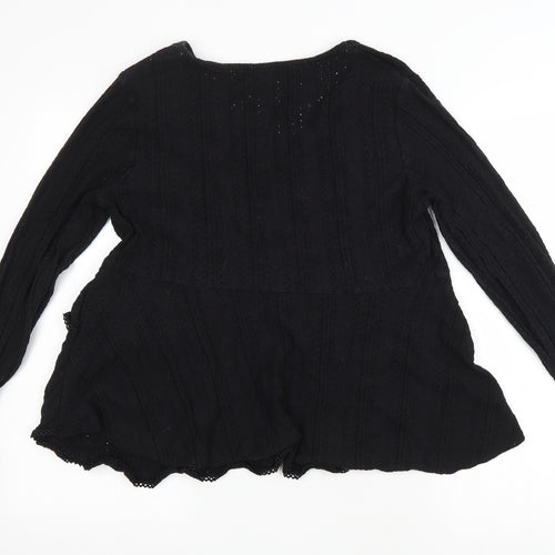 River Island Womens Black Cotton Basic T-Shirt Size 18 V-Neck