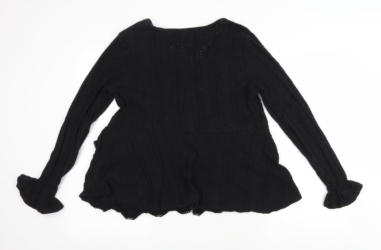 River Island Womens Black Cotton Basic T-Shirt Size 18 V-Neck