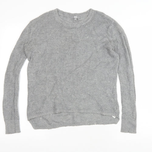 Preworn Womens Grey Round Neck Nylon Pullover Jumper Size L