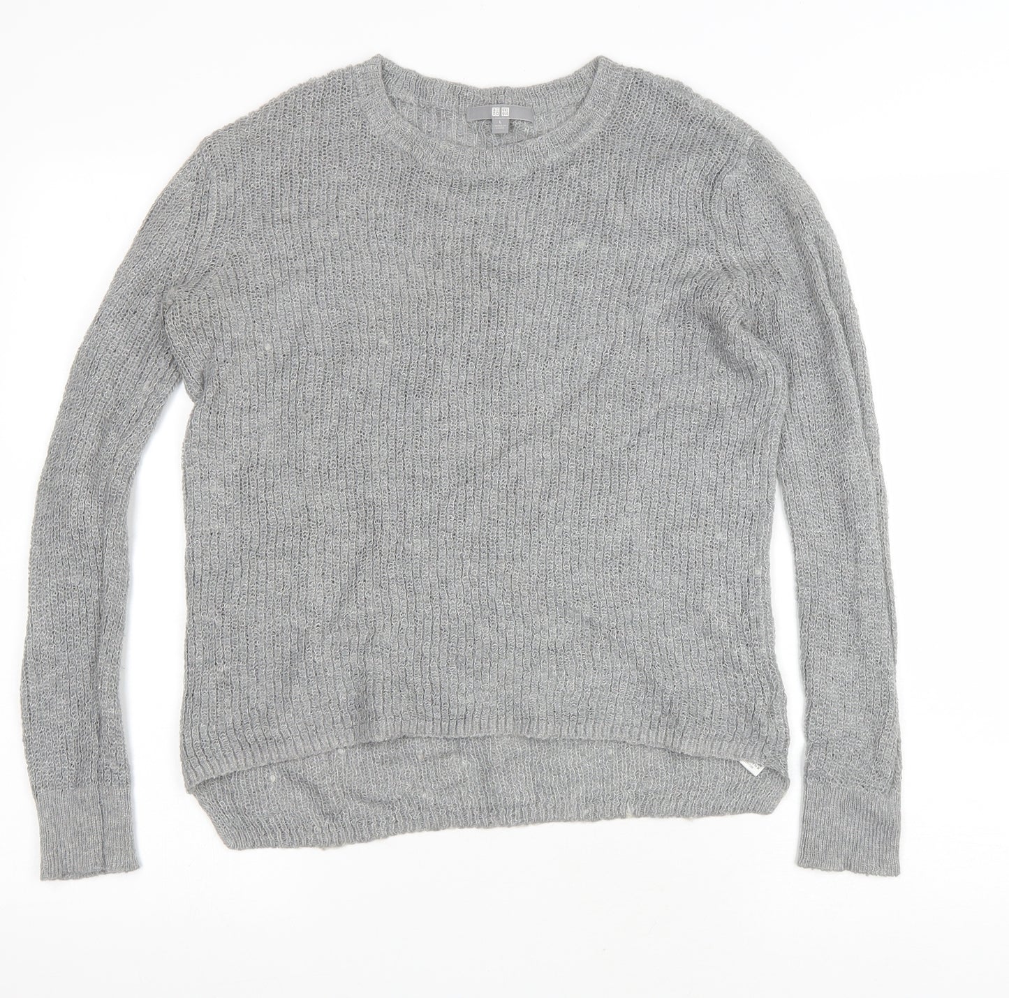 Preworn Womens Grey Round Neck Nylon Pullover Jumper Size L