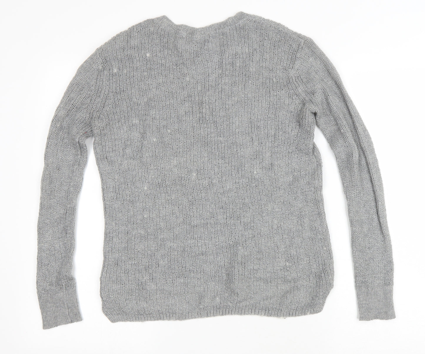 Preworn Womens Grey Round Neck Nylon Pullover Jumper Size L