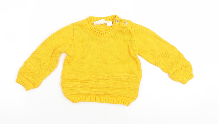 Lupilu Baby Yellow Cotton Pullover Jumper Size 9-12 Months Button