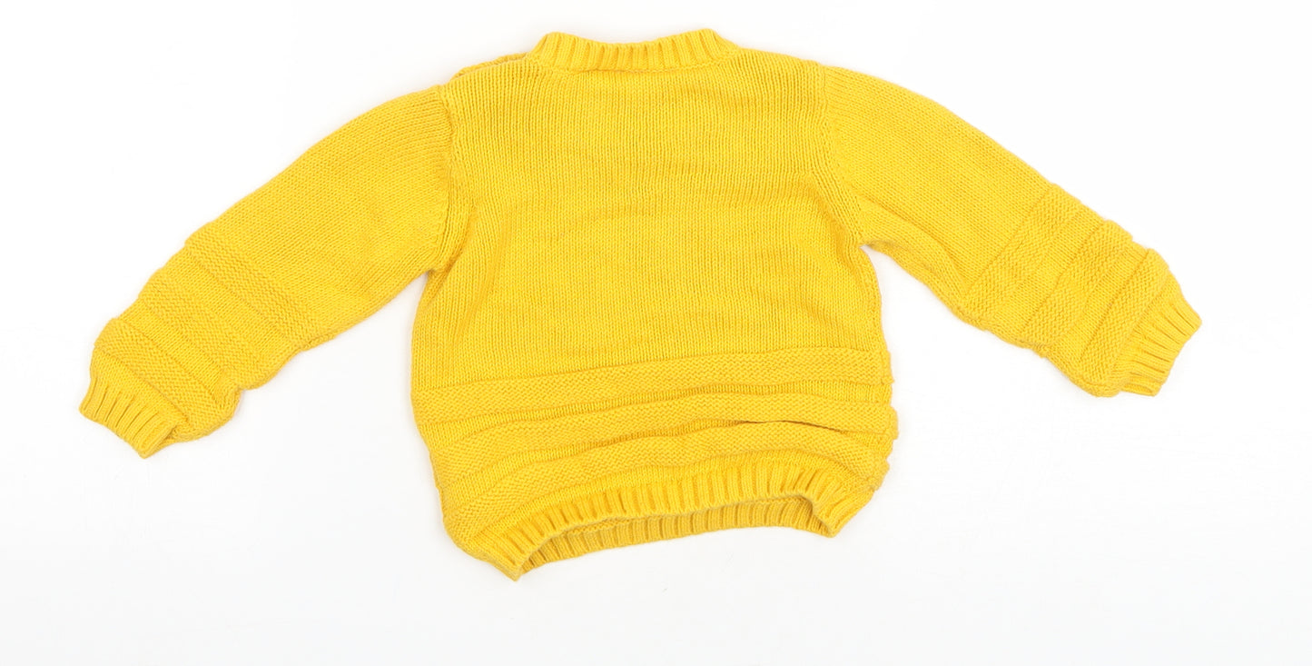 Lupilu Baby Yellow Cotton Pullover Jumper Size 9-12 Months Button
