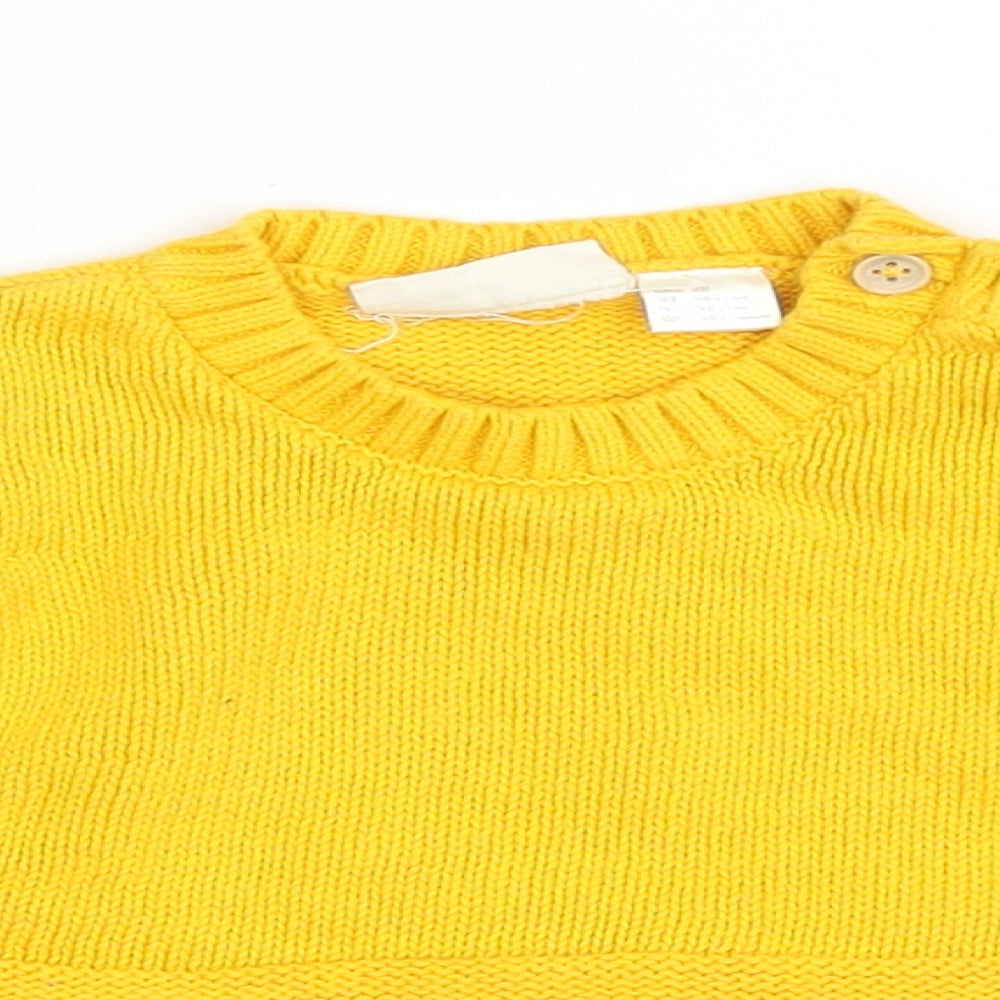 Lupilu Baby Yellow Cotton Pullover Jumper Size 9-12 Months Button