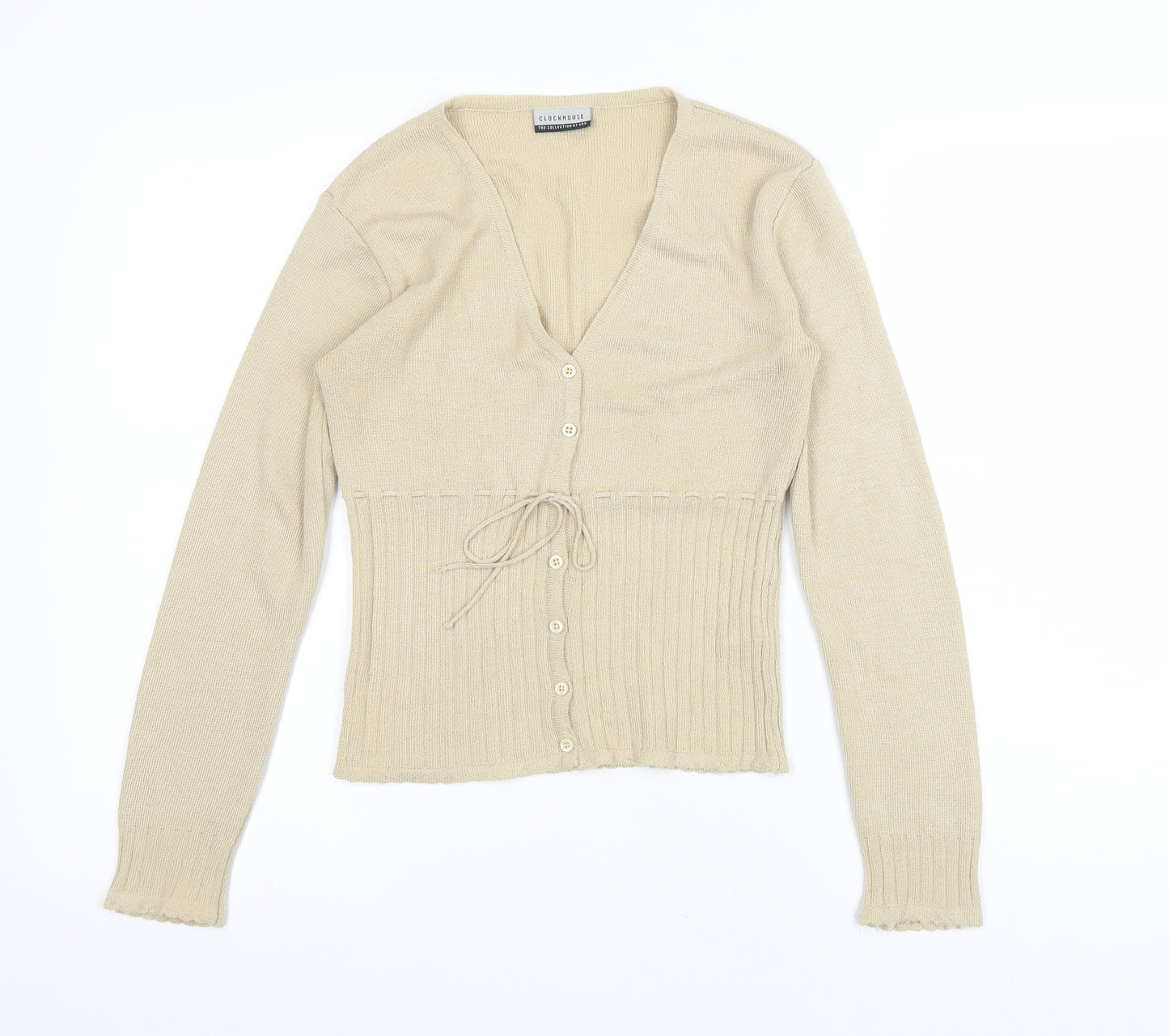 Clockhouse Womens Beige V-Neck Acrylic Cardigan Jumper Size 10
