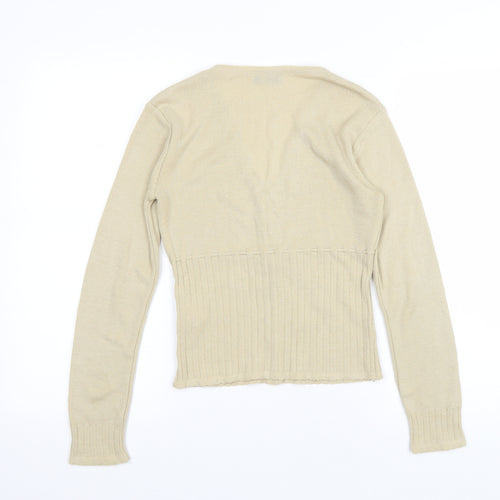 Clockhouse Womens Beige V-Neck Acrylic Cardigan Jumper Size 10