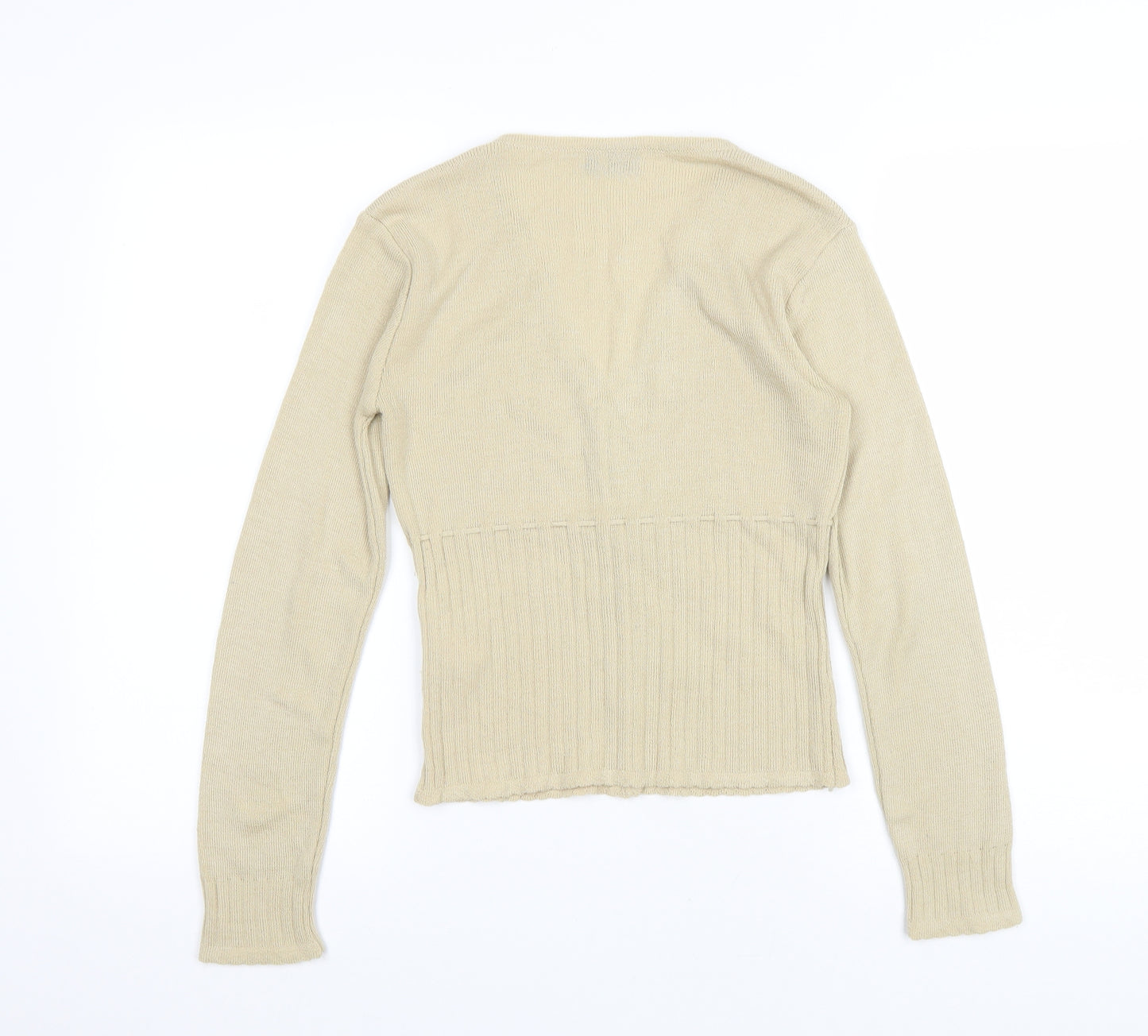 Clockhouse Womens Beige V-Neck Acrylic Cardigan Jumper Size 10