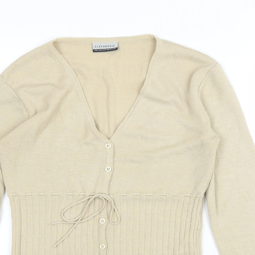 Clockhouse Womens Beige V-Neck Acrylic Cardigan Jumper Size 10