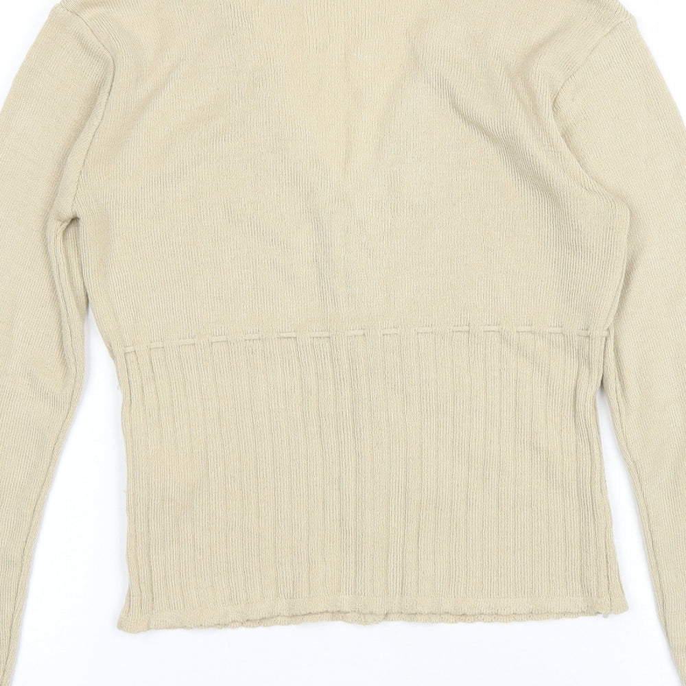 Clockhouse Womens Beige V-Neck Acrylic Cardigan Jumper Size 10