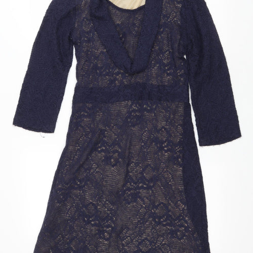 Padierno Womens Blue Polyester A-Line Size 8 Scoop Neck Pullover