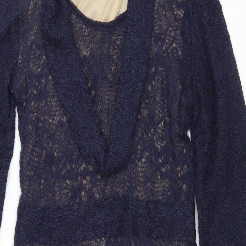 Padierno Womens Blue Polyester A-Line Size 8 Scoop Neck Pullover