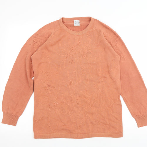 Country Casuals Womens Orange Round Neck Cotton Pullover Jumper Size S