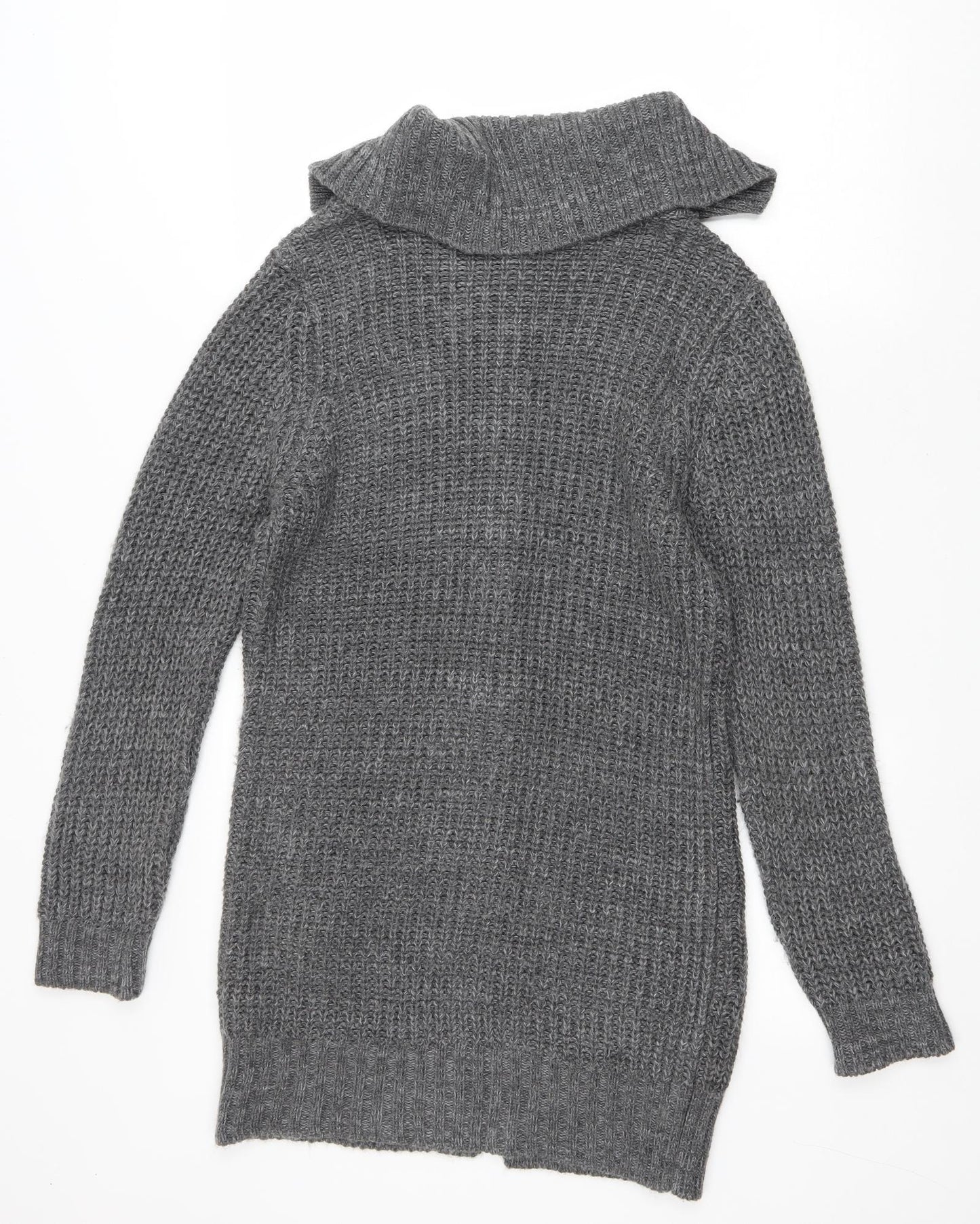F&F Womens Grey V-Neck Acrylic Cardigan Jumper Size 10