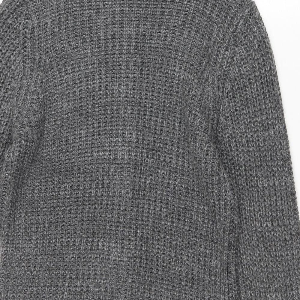 F&F Womens Grey V-Neck Acrylic Cardigan Jumper Size 10