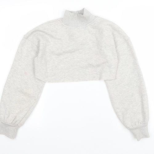 River Island Girls Grey Polyester Pullover Sweatshirt Size 11-12 Years Pullover - Cropped