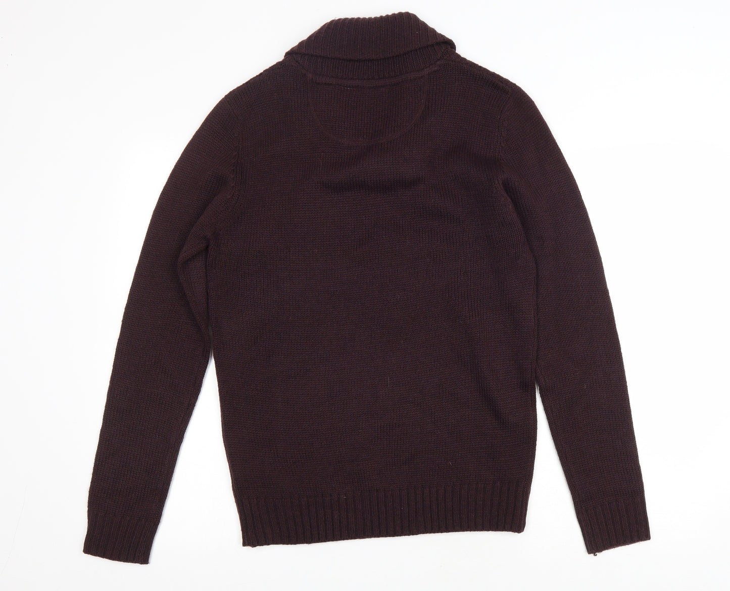 Twisted Soul Mens Purple Collared Acrylic Pullover Jumper Size S