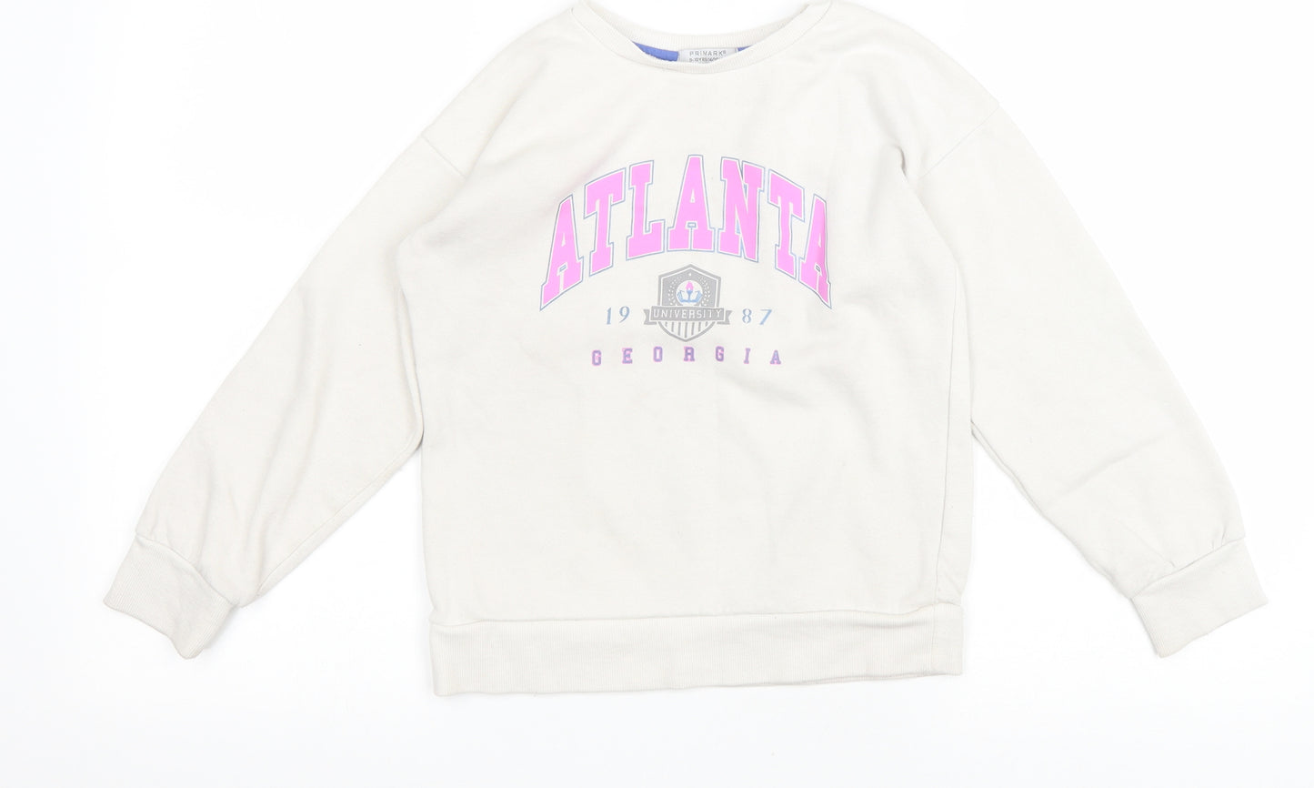 Primark Girls White Polyester Pullover Sweatshirt Size 9-10 Years Pullover - Atlanta
