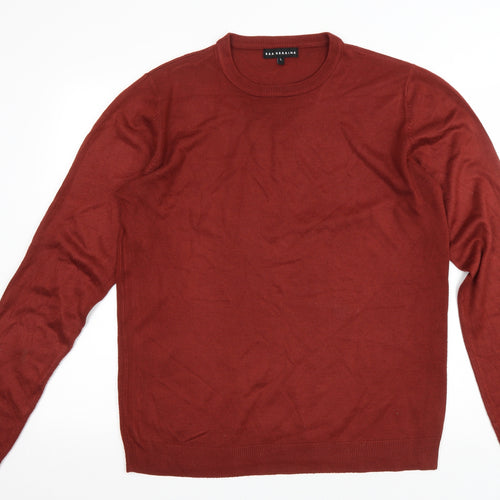 Red Herring Mens Red Acrylic T-Shirt Size L Round Neck