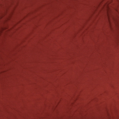 Red Herring Mens Red Acrylic T-Shirt Size L Round Neck