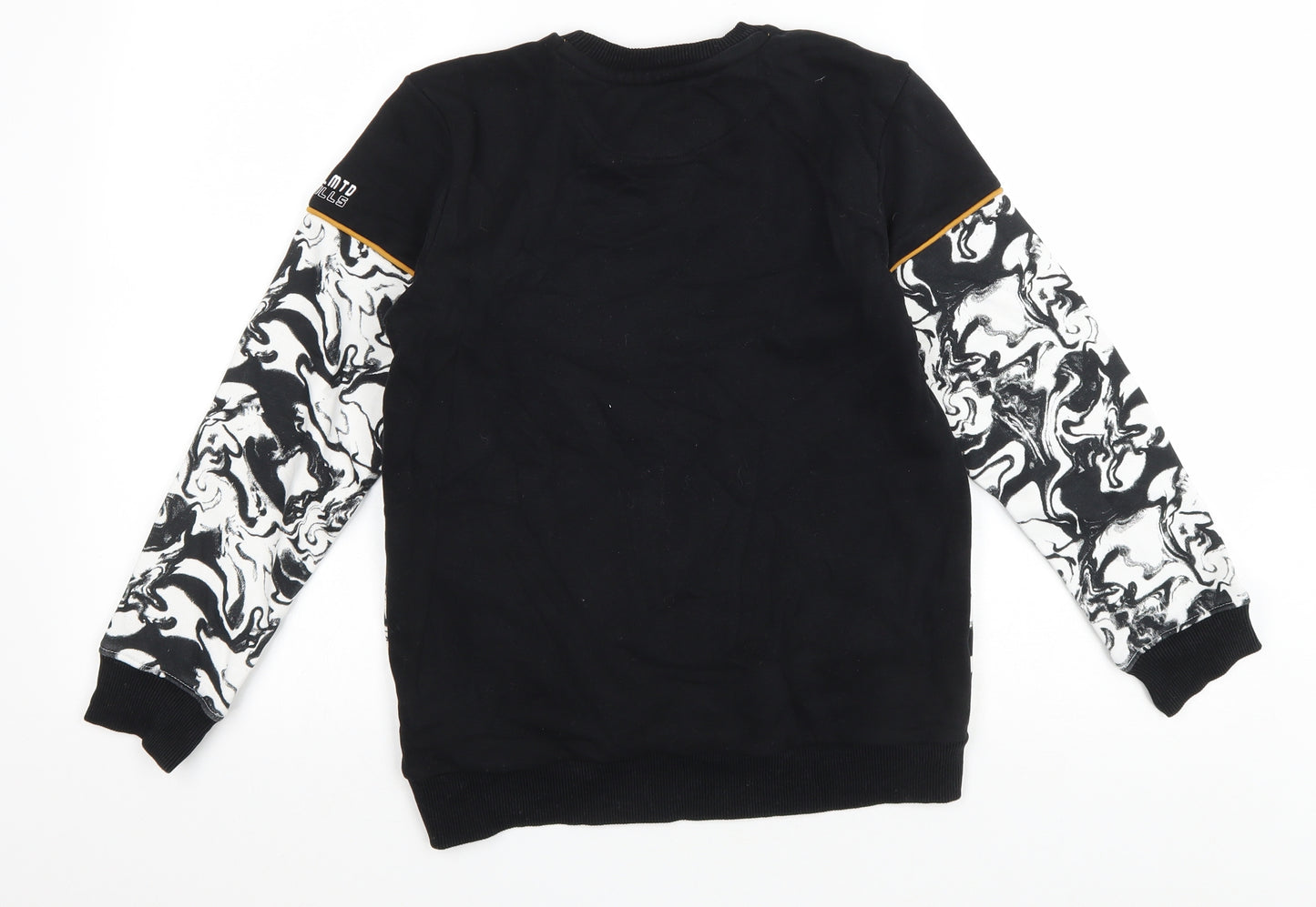 Nutmeg Boys Black Geometric Cotton Pullover Sweatshirt Size 11-12 Years Pullover - Unlimited Skills