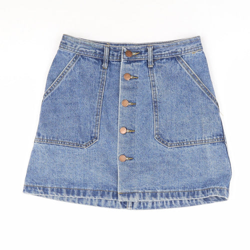 Yimeixuan Jeans Womens Blue Cotton Mini Skirt Size M Button