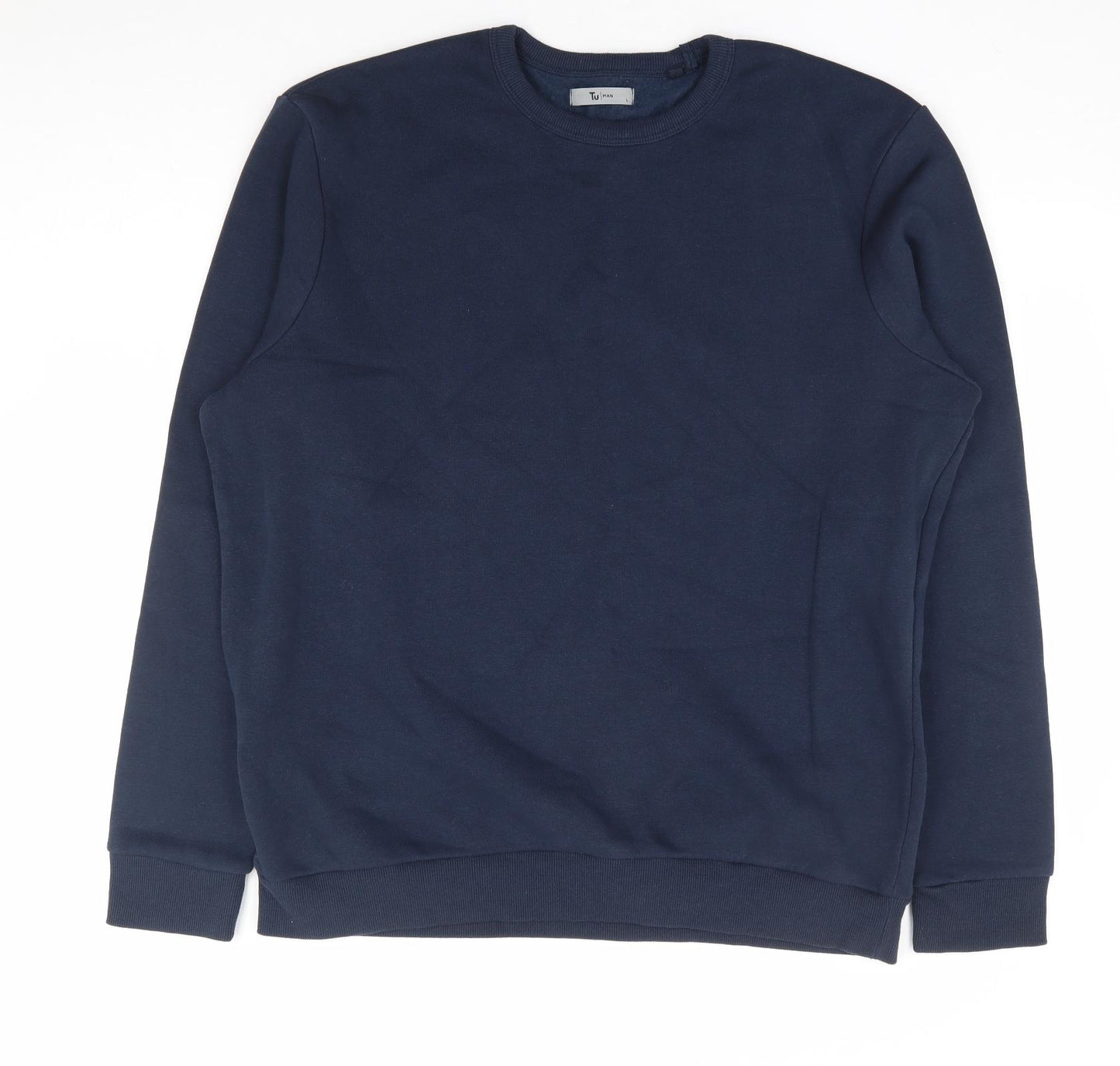 TU Mens Blue Cotton Pullover Sweatshirt Size L