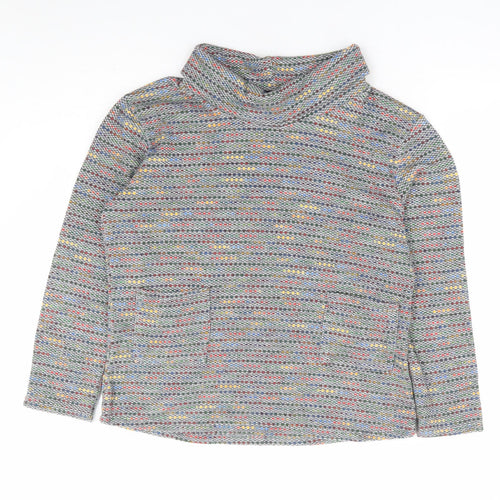 Cerulean Collection Womens Grey Roll Neck Striped Acrylic Pullover Jumper Size M - Mutlicoloured Fleck