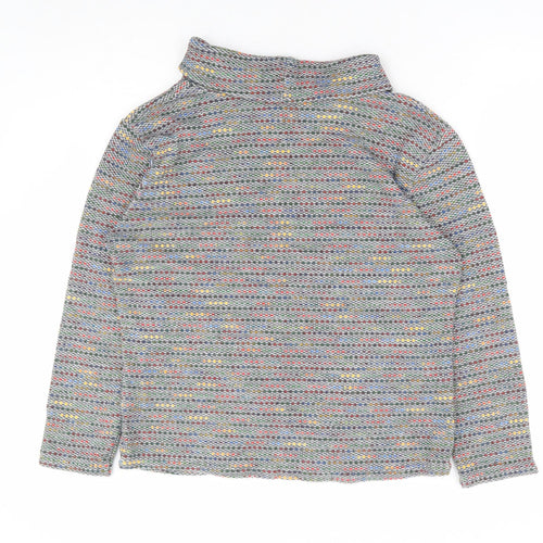 Cerulean Collection Womens Grey Roll Neck Striped Acrylic Pullover Jumper Size M - Mutlicoloured Fleck